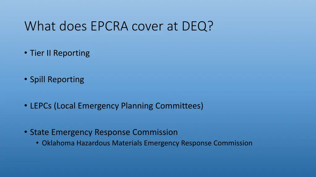 what does epcra cover at deq