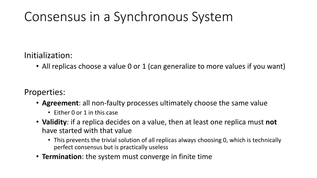 consensus in a synchronous system