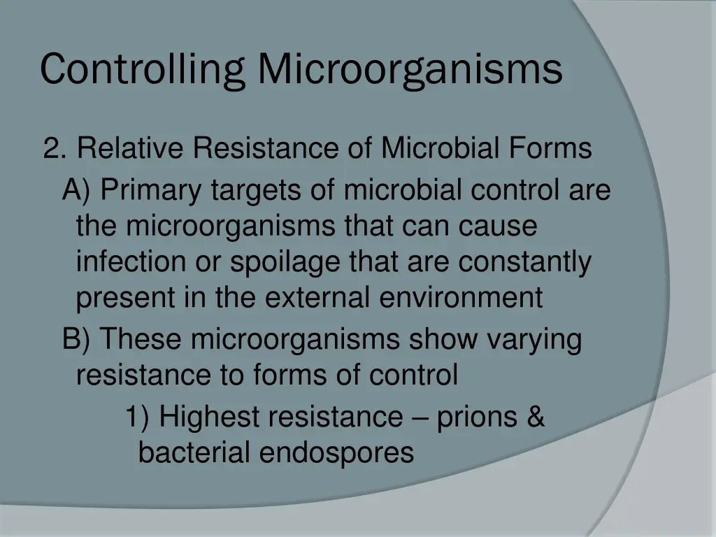 controlling microorganisms