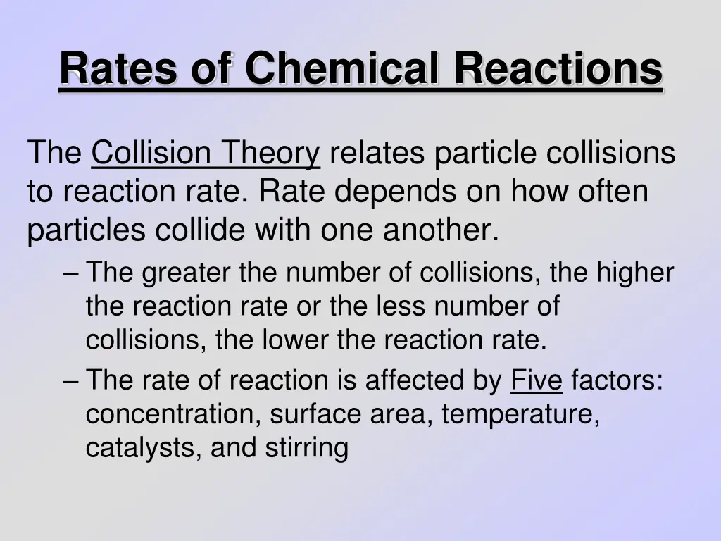 rates of chemical reactions 1