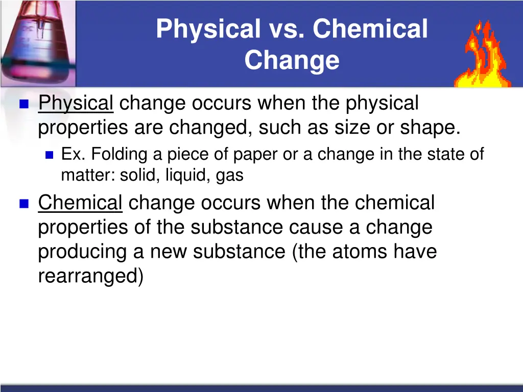 physical vs chemical change