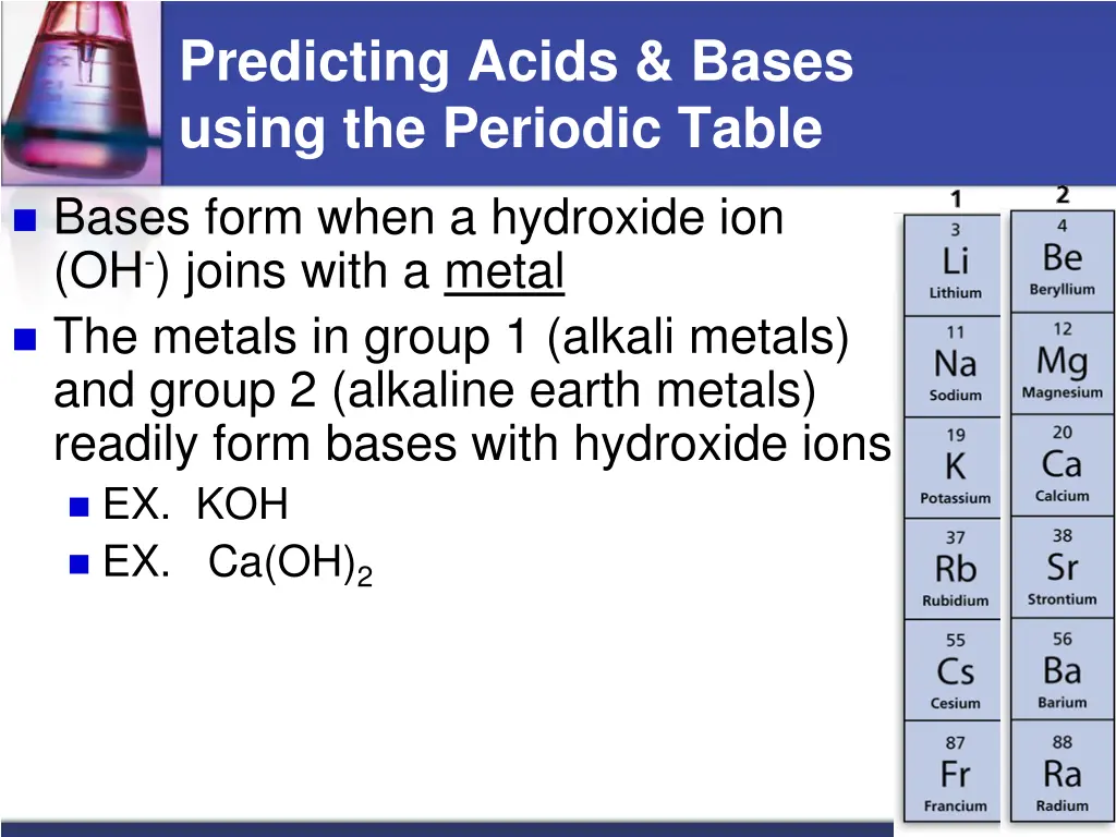 predicting acids bases using the periodic table 1