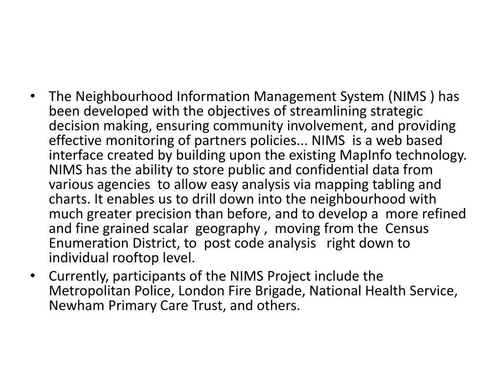 the neighbourhood information management system