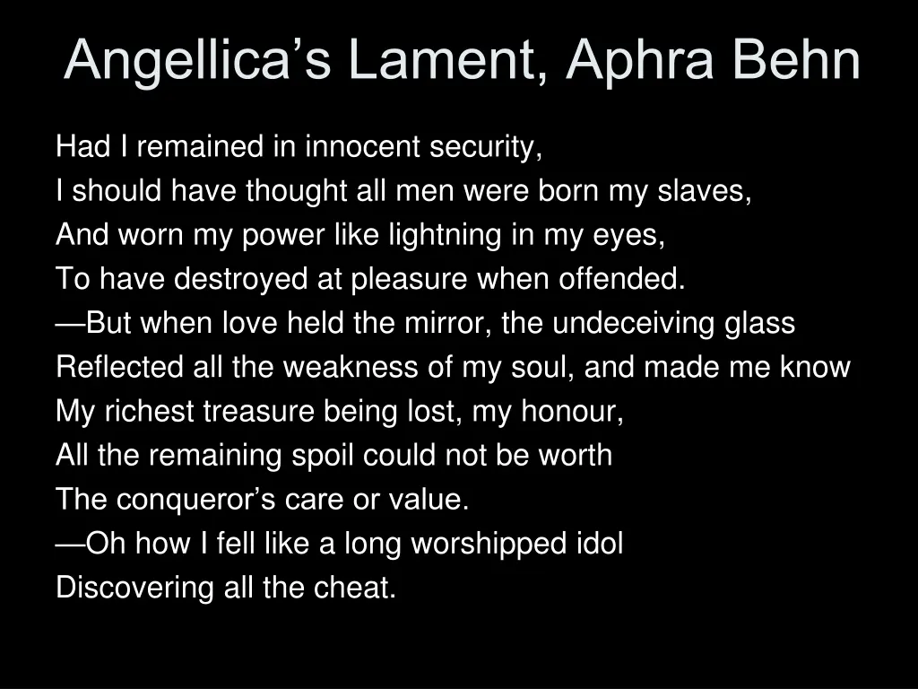 angellica s lament aphra behn