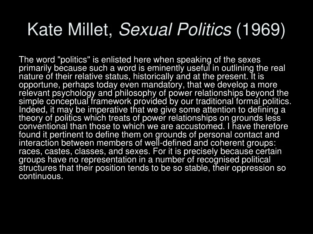 kate millet sexual politics 1969