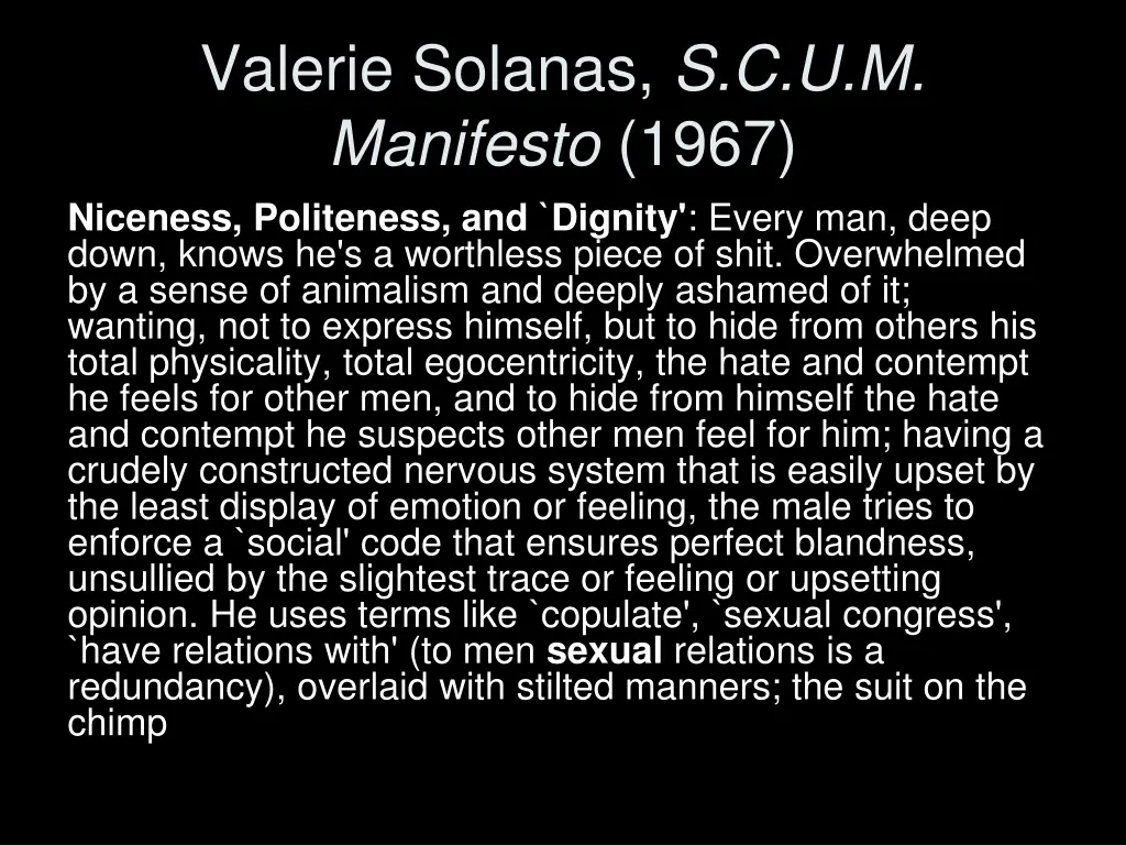 valerie solanas s c u m manifesto 1967 niceness