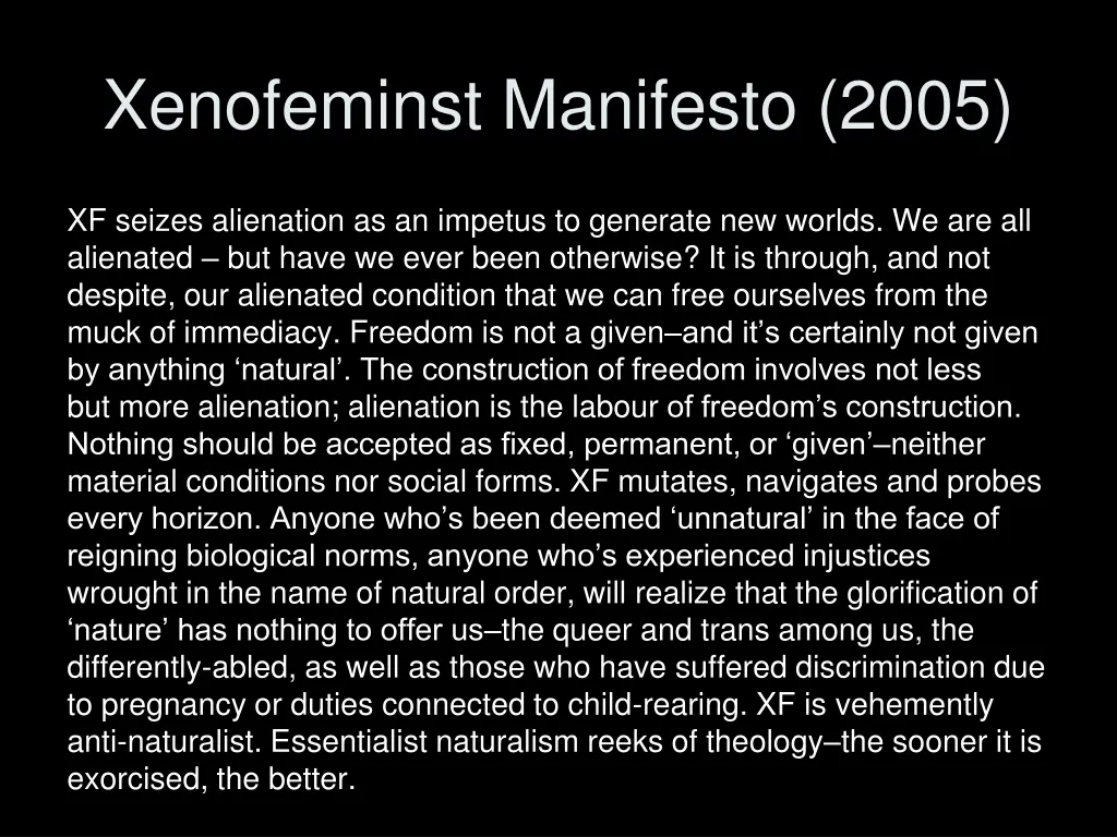 xenofeminst manifesto 2005