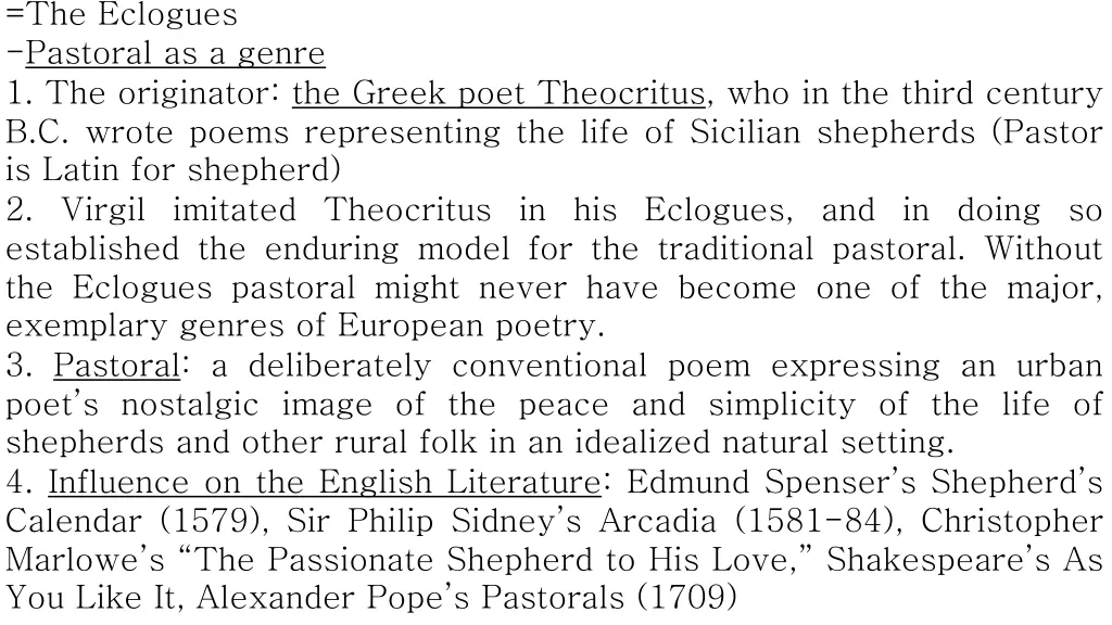 the eclogues pastoral as a genre 1 the originator