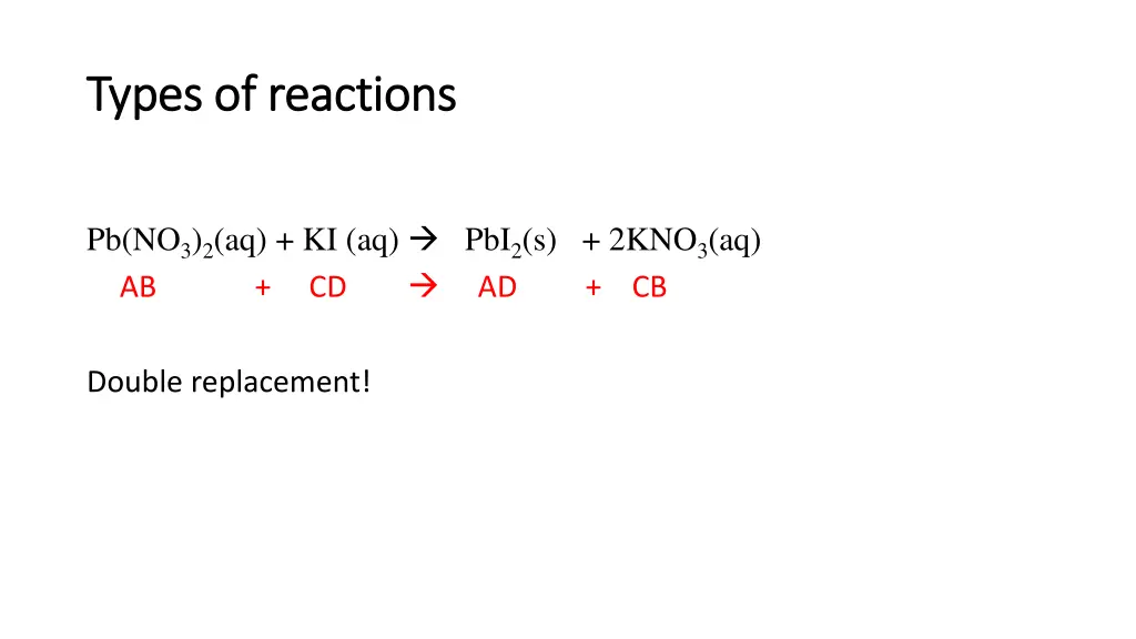 types of reactions types of reactions