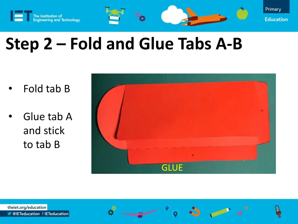 step 2 fold and glue tabs a b