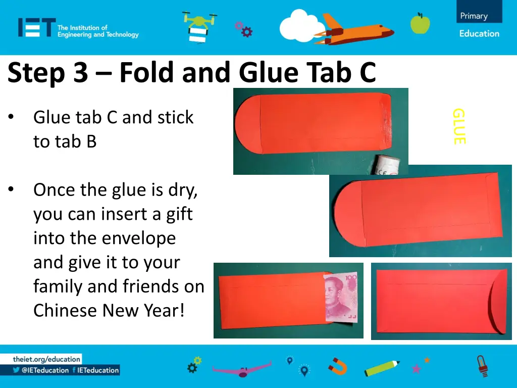 step 3 fold and glue tab c