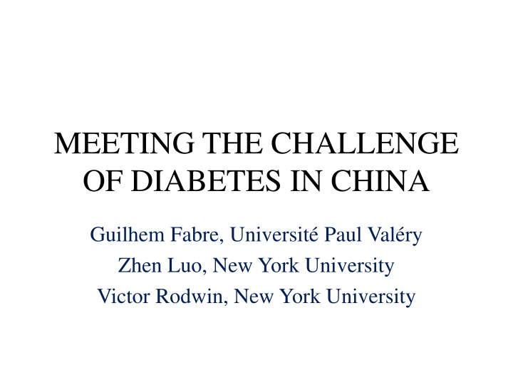 meeting the challenge of diabetes in china