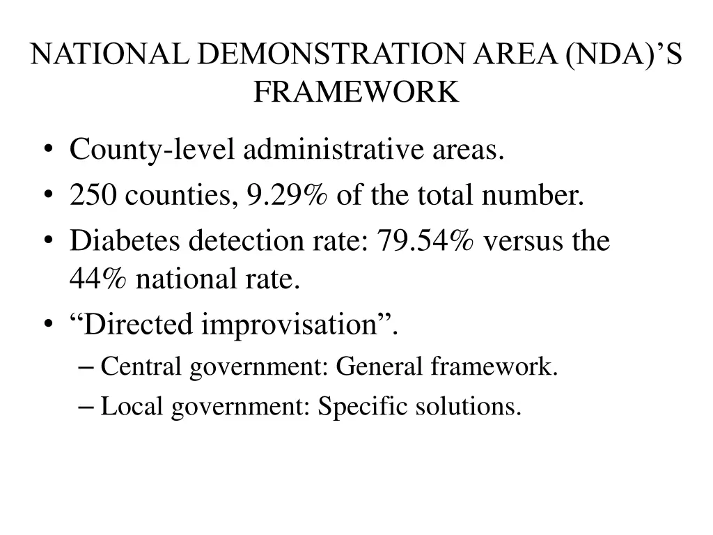 national demonstration area nda s framework