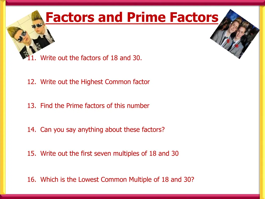 factors and prime factors 1