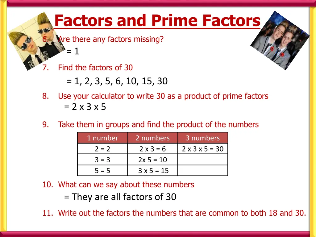 factors and prime factors 4