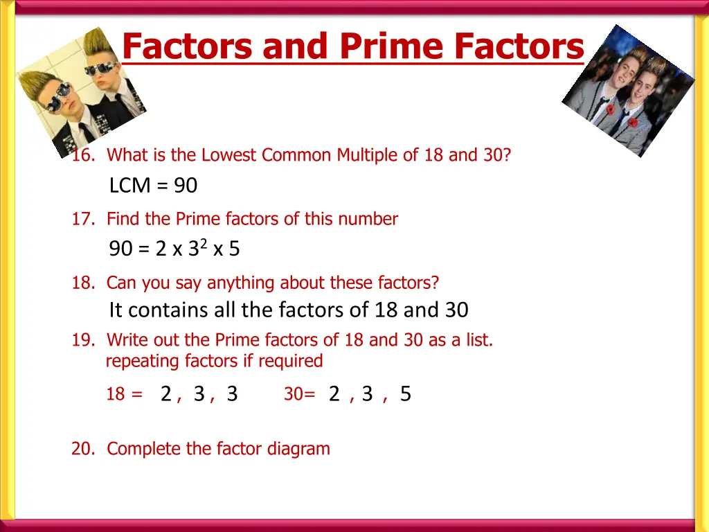 factors and prime factors 6