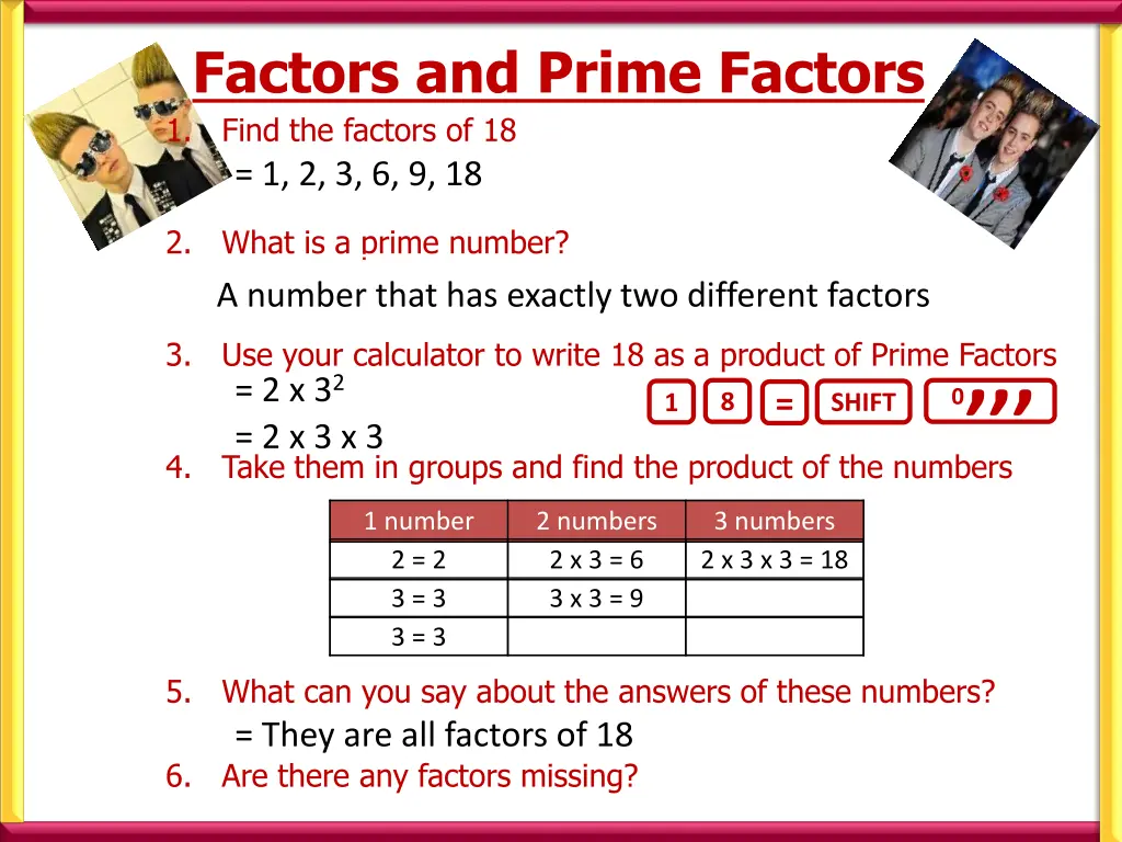 factors and prime factors find the factors