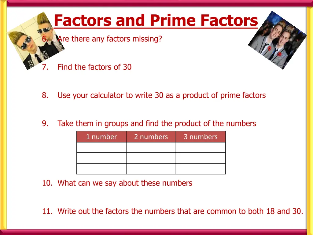 factors and prime factors