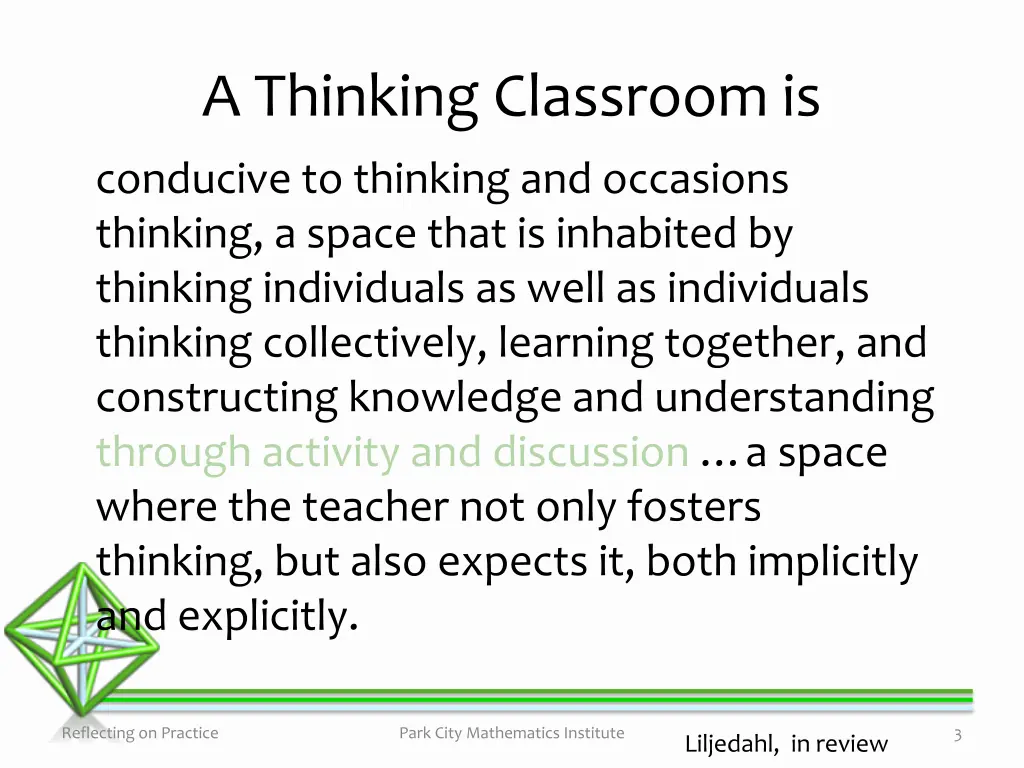 a thinking classroom is