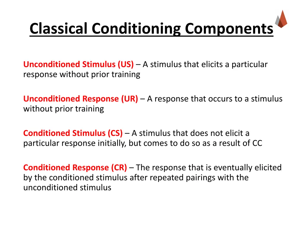 classical conditioning components