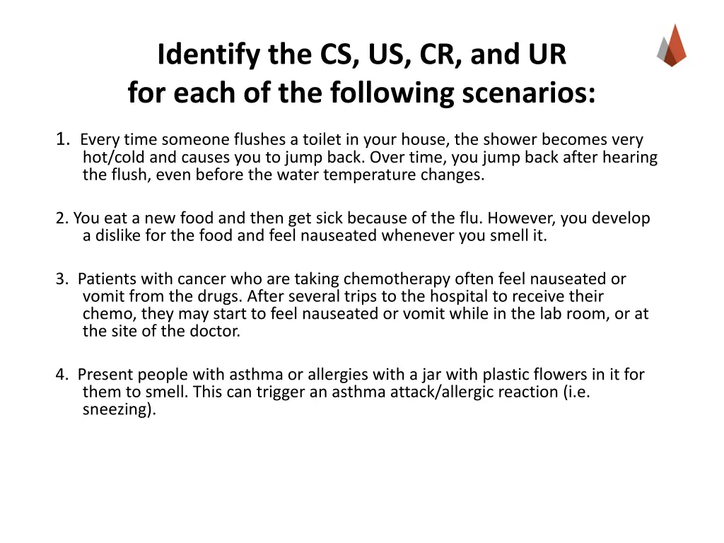 identify the cs us cr and ur for each