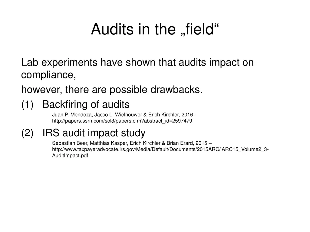 audits in the field