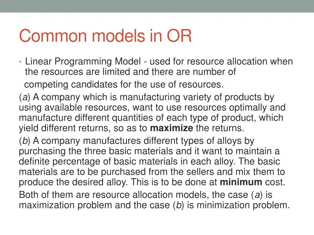 common models in or