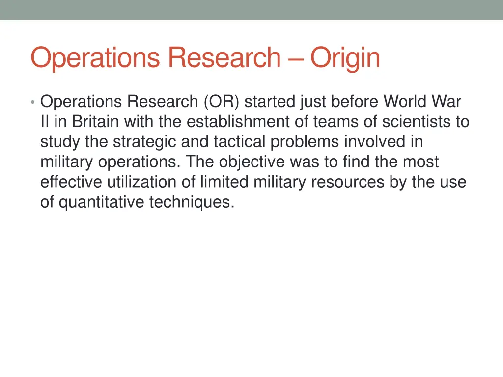 operations research origin