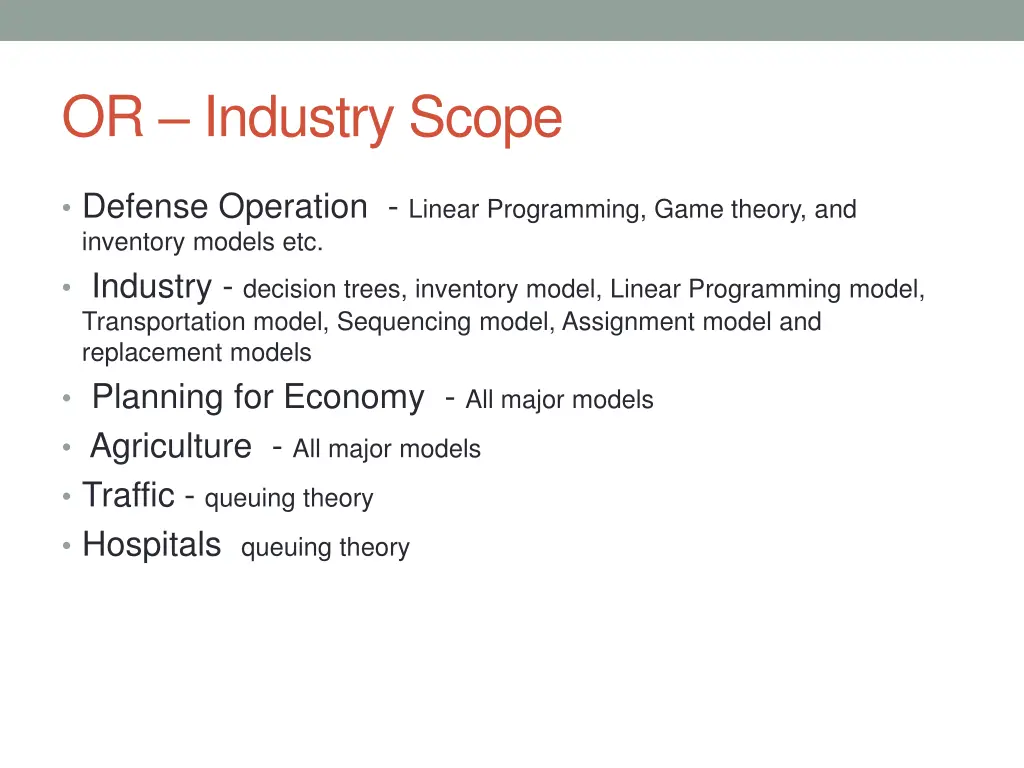 or industry scope