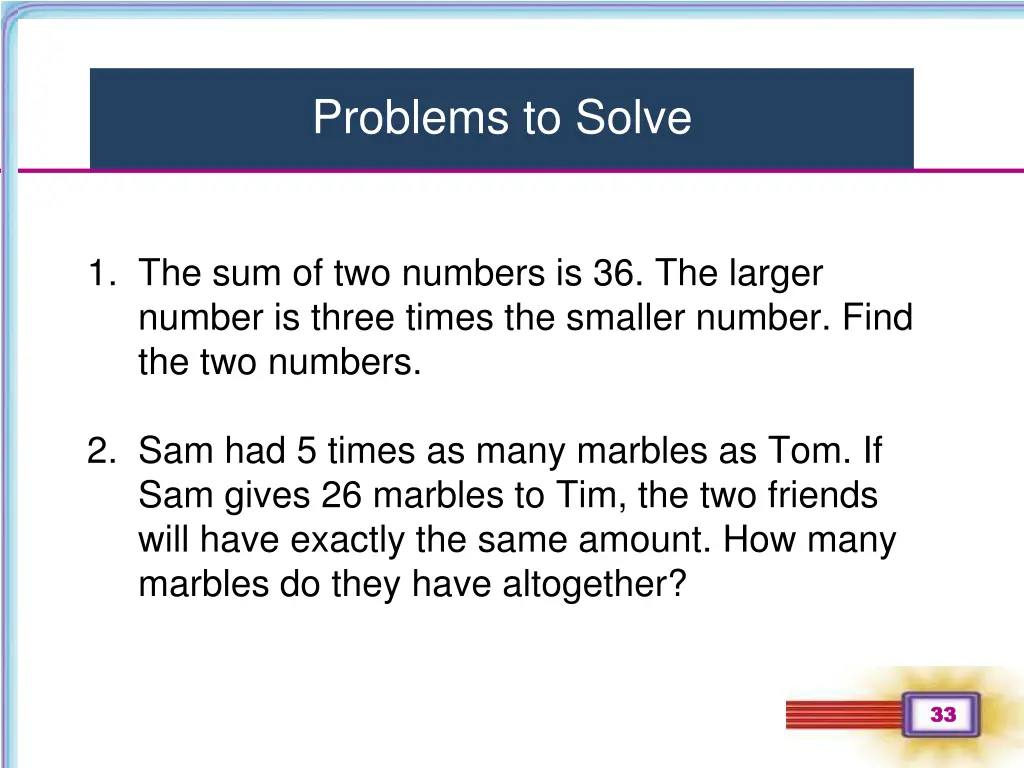 problems to solve 1