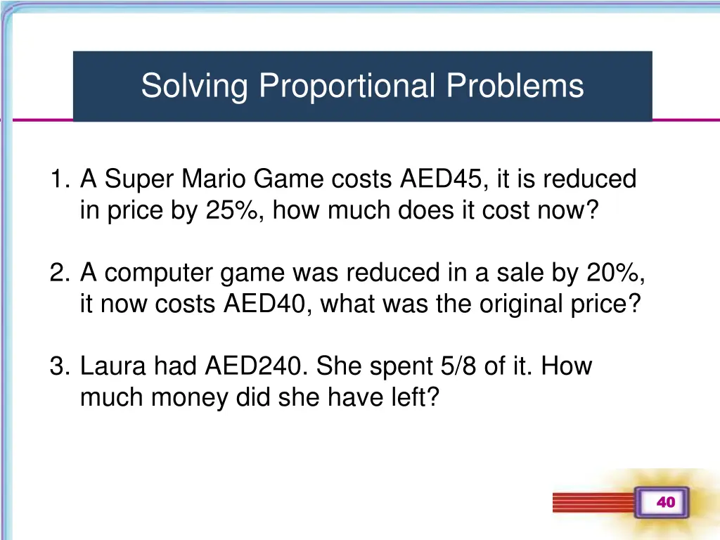 solving proportional problems 1