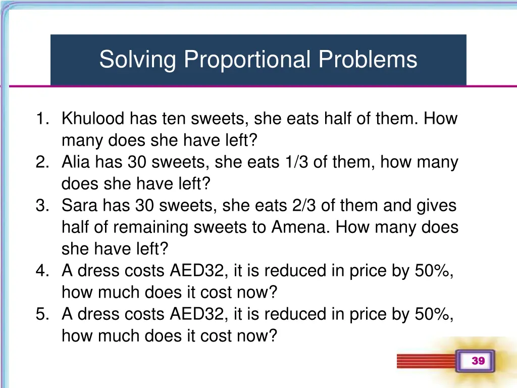 solving proportional problems