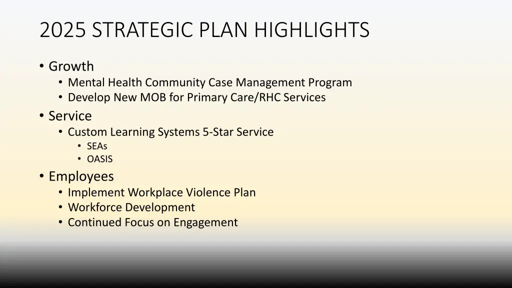 2025 strategic plan highlights