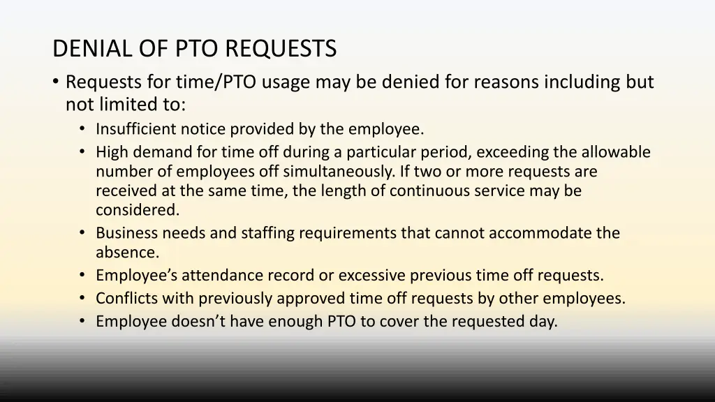 denial of pto requests requests for time