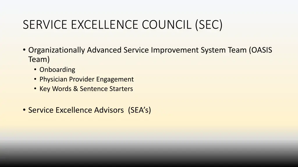 service excellence council sec