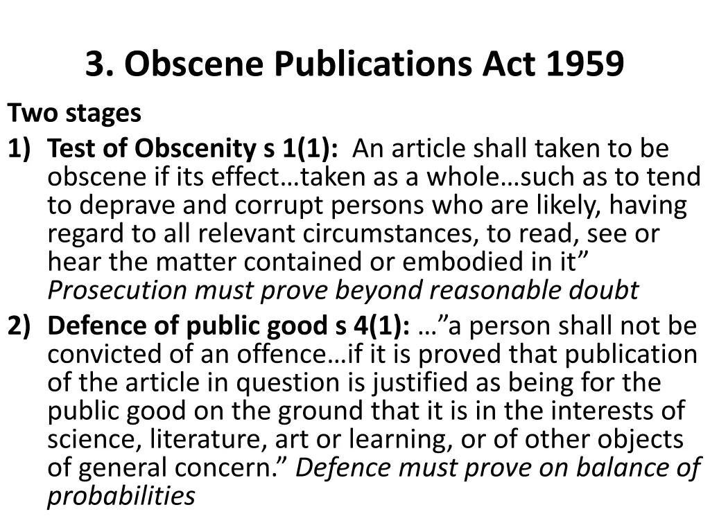 3 obscene publications act 1959 two stages 1 test