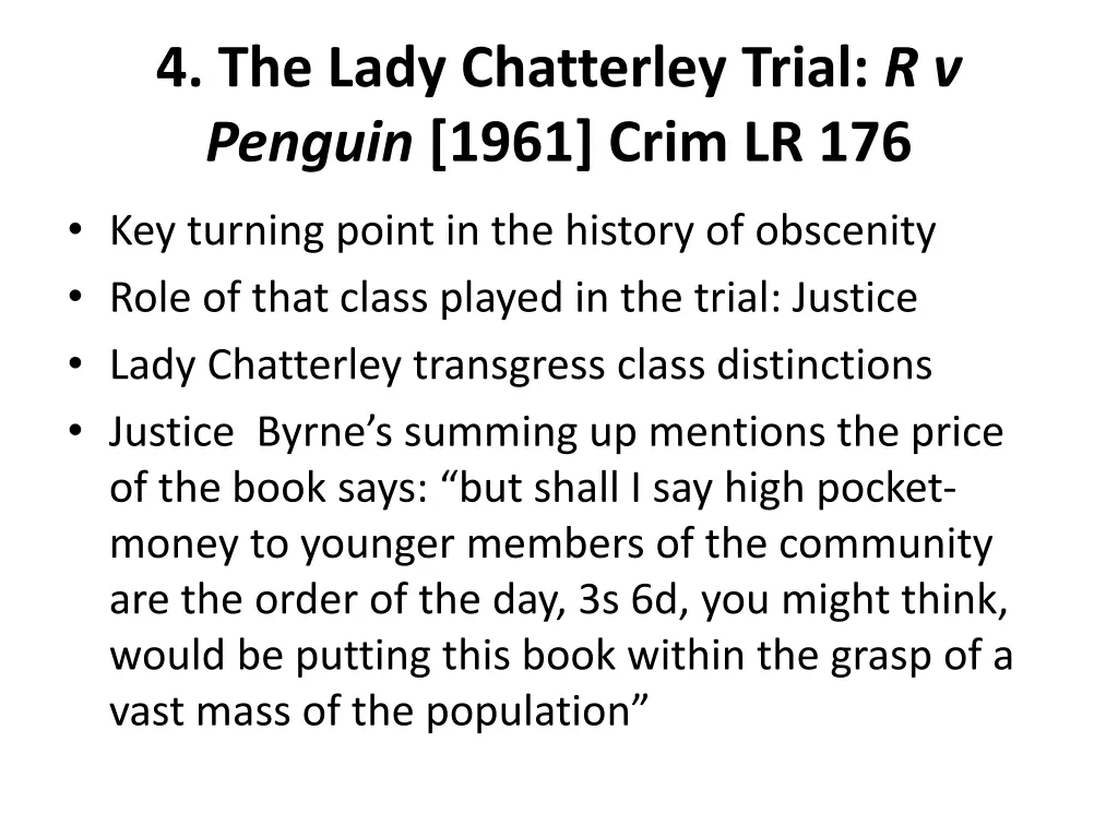 4 the lady chatterley trial r v penguin 1961 crim