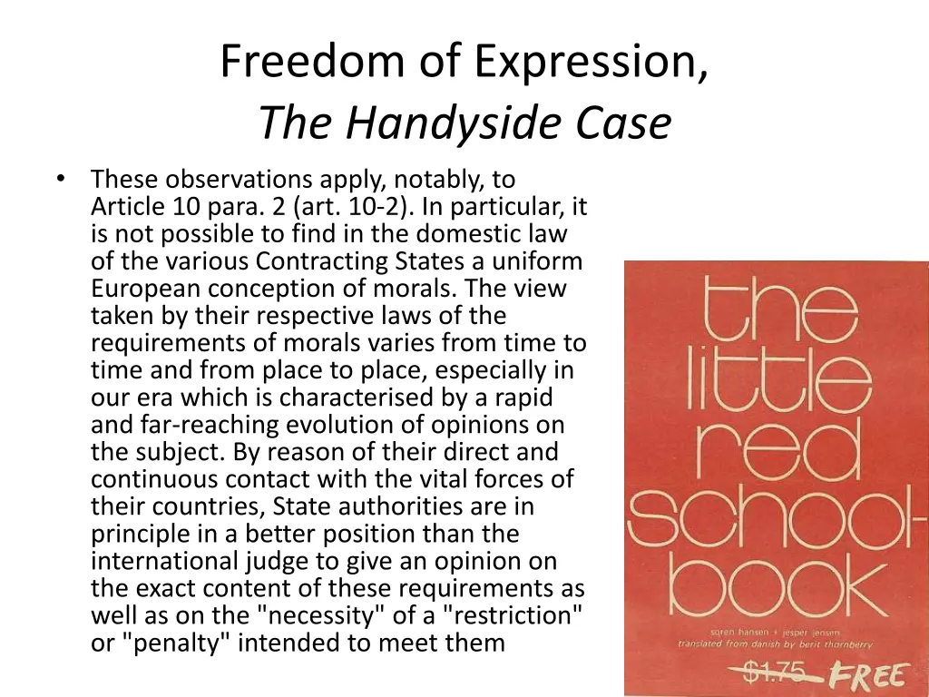 freedom of expression the handyside case these