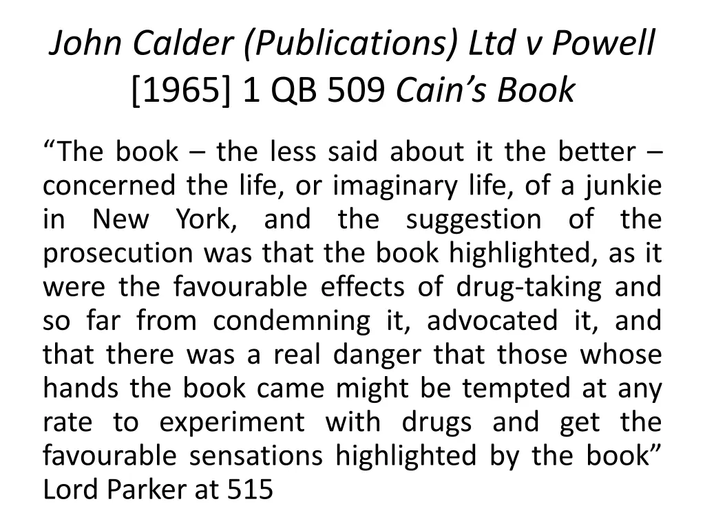 john calder publications ltd v powell 1965