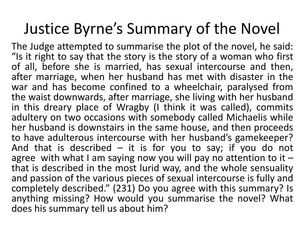 justice byrne s summary of the novel the judge