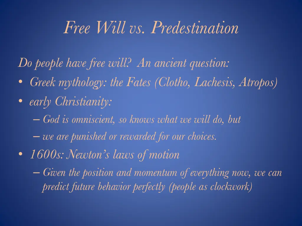 free will vs predestination