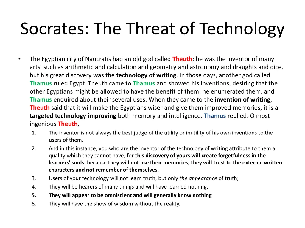 socrates the threat of technology