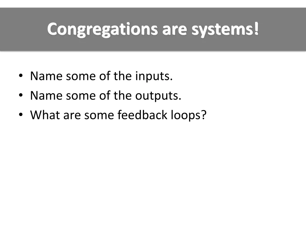 congregations are systems