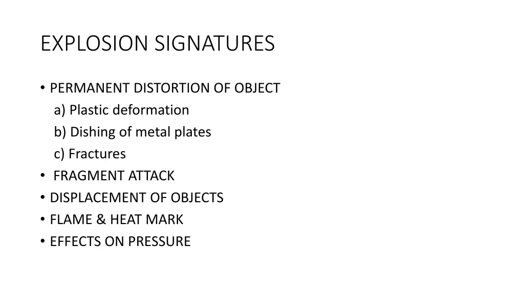 explosion signatures