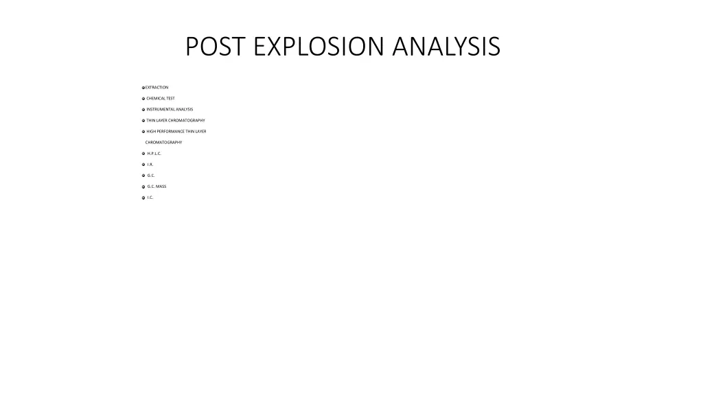 post explosion analysis