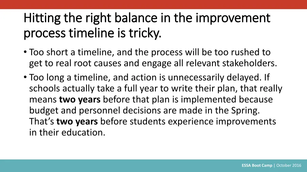 hitting the right balance in the improvement