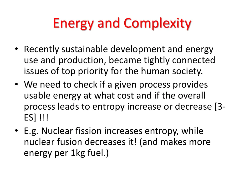 energy and complexity