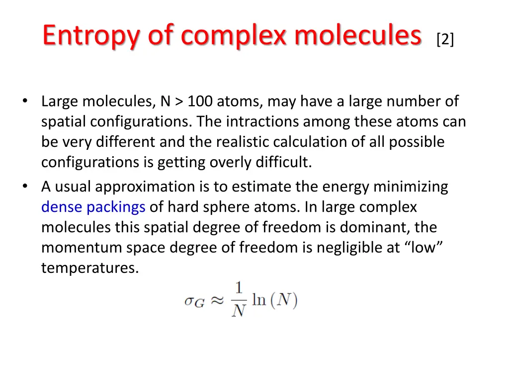 entropy of complex molecules 2