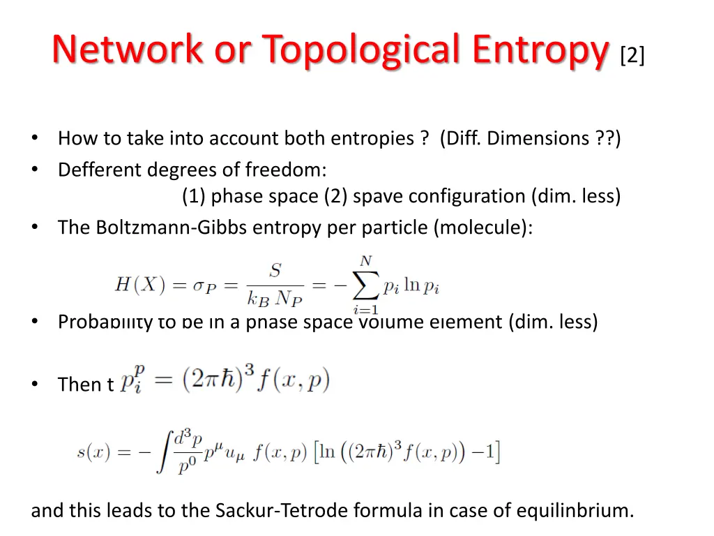 network or topological entropy 2 2