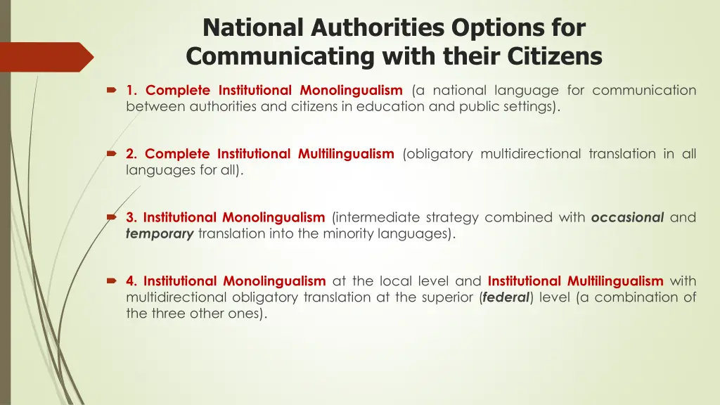 national authorities options for communicating